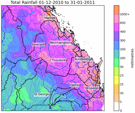December-January Rainfall - 2011 Theodore